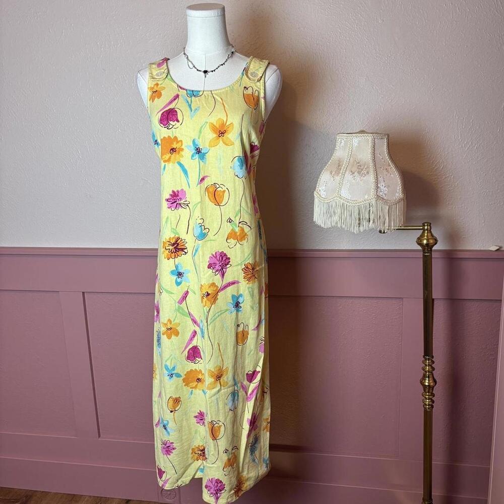 Yellow Floral Sleeveless Maxi Dress - Lightweight Summer Style